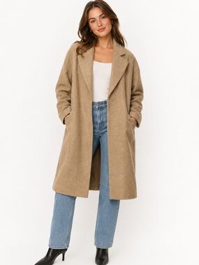 Zara Tan Wool Long Trench Coat